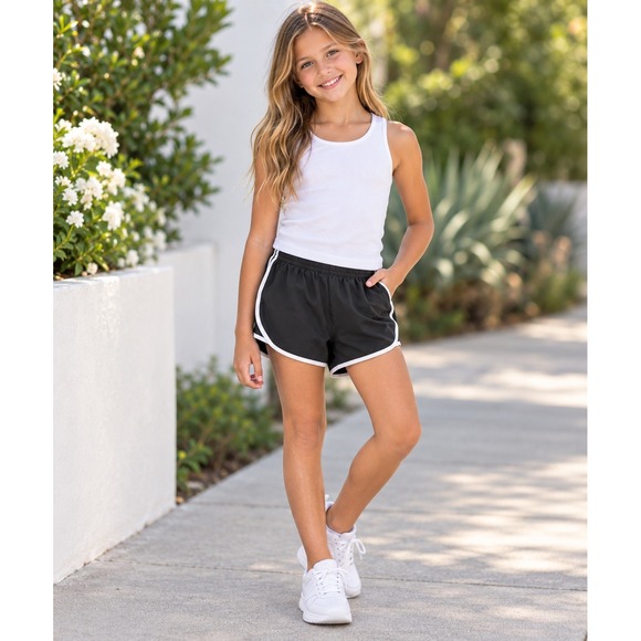 Nike Other - Nike Girls Dri-FIT Tempo Shorts Black White Athletic Running Large 12-14